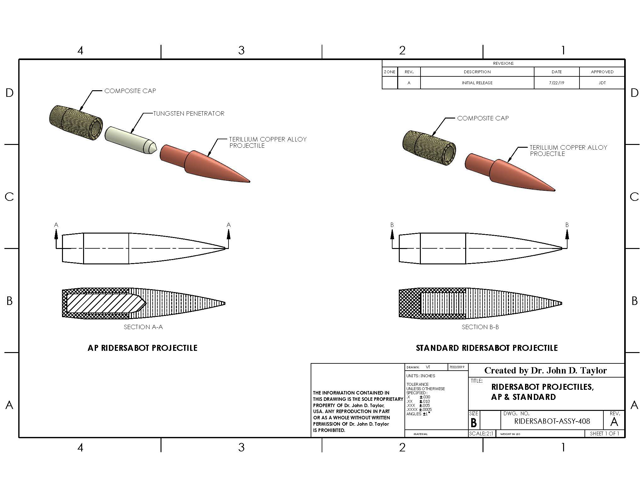 RiderSabot™ Unit: Sabot-Projectile, With or Without Penetrators that will Defeat Hardened or Armored Targets