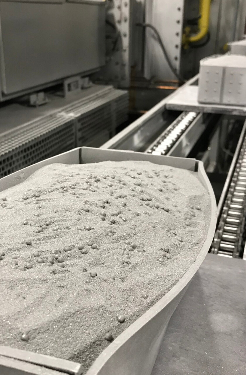 Tungsten powder entering the high-temperature sintering furnace at Tungsten Parts Wyoming, Laramie